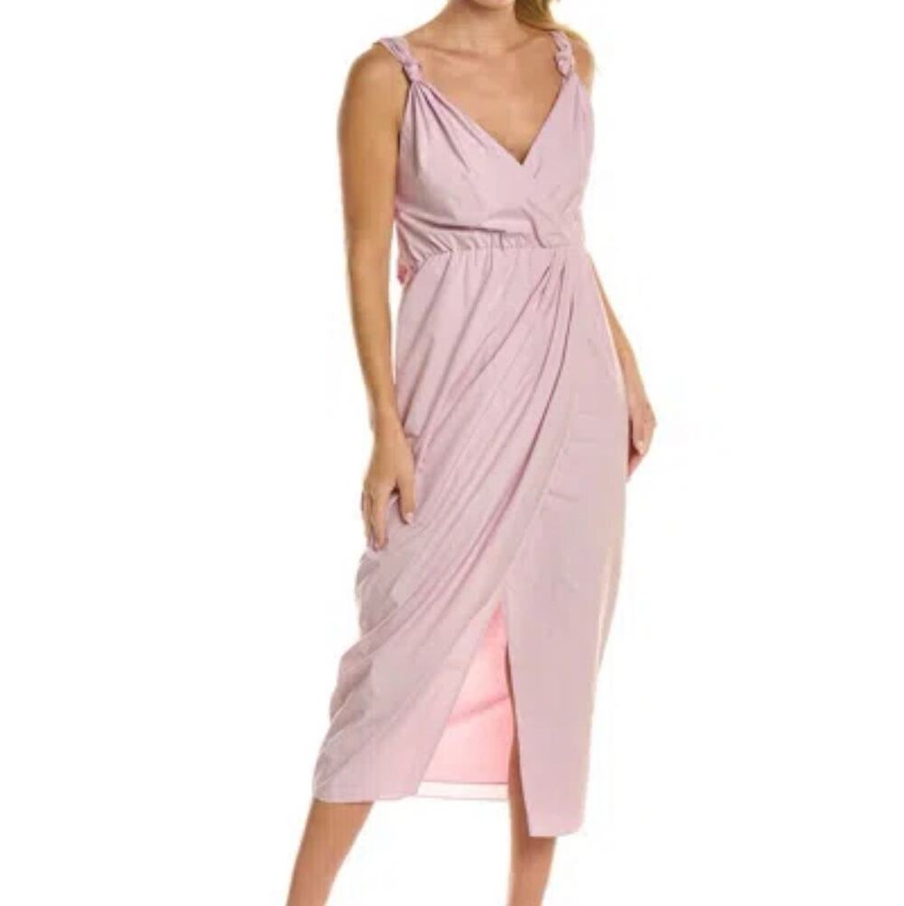 Rebecca Taylor Poplin Whisper Wrap Dress Pale Orchid Bridesmaid Pockets NWT SZ 4